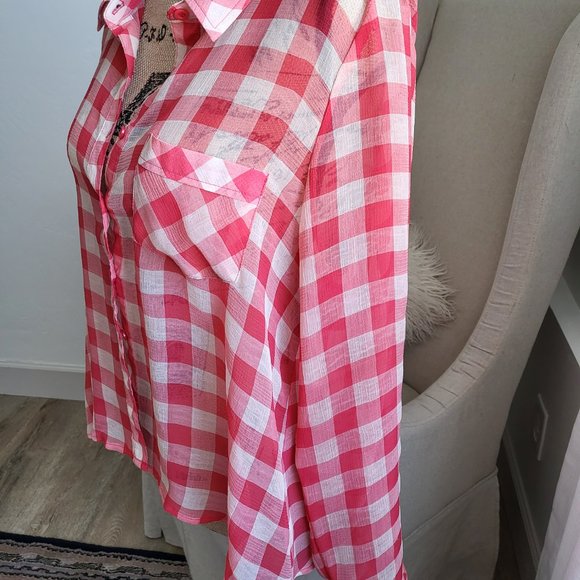 Free People Lightweight Checkered Button Up - Picture 3 of 4
